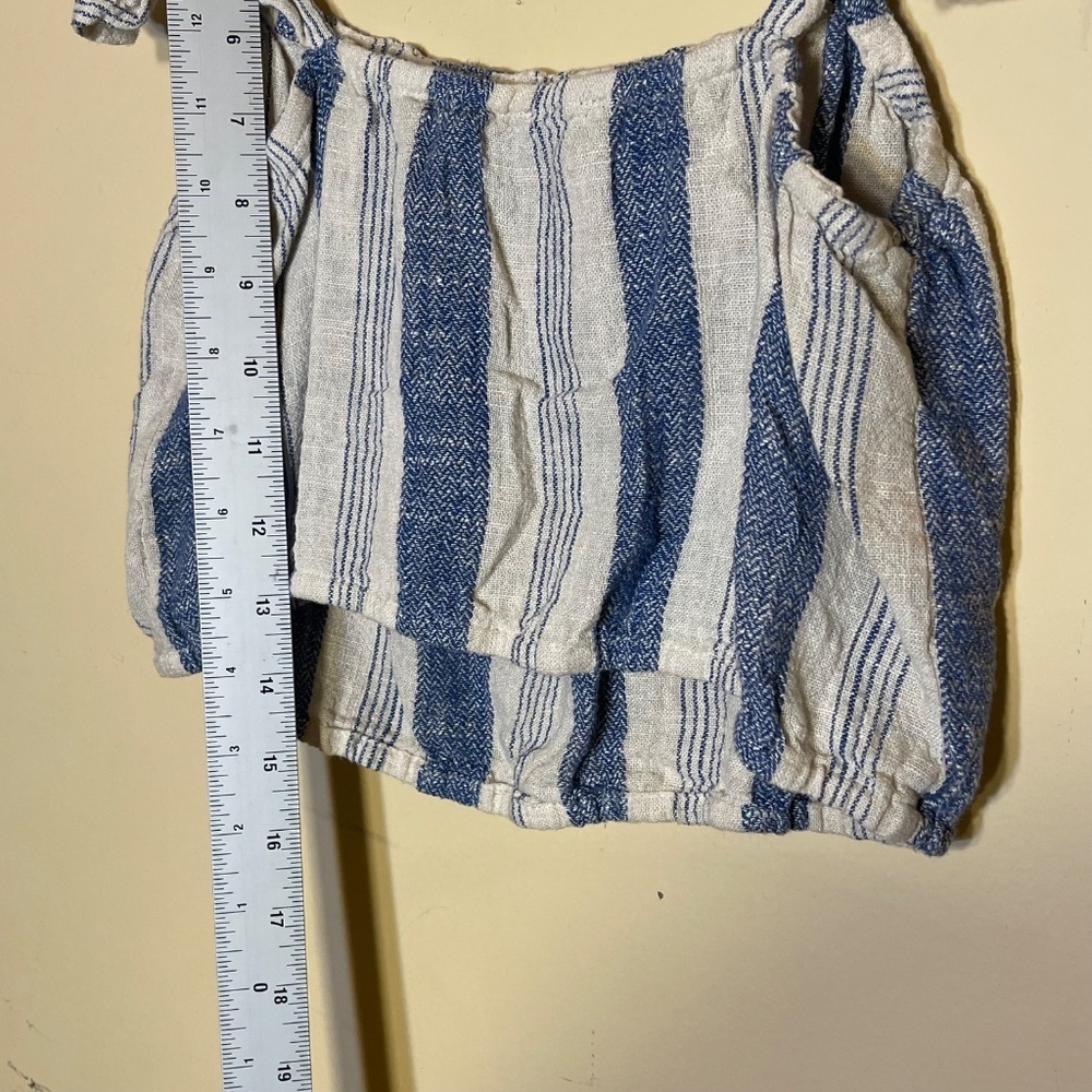 Alice + Olivia Blue and White Striped Off-Shoulder Top - Picture 4 of 7